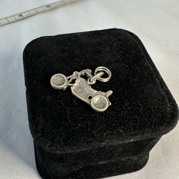 Cute silver motorcycle charm for bracelet - Picture 2 of 4